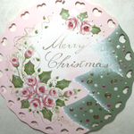 両面ペイント  ピンクローズのクリスマス・ウエルカムプレート   トールペイント