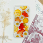 押し花 押しフルーツ スマホケース 果物 いちご イチゴ オレンジ ノースポール iPhoneケース