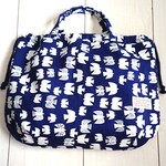 【現品限り】▼きんちゃくbag▼北欧テイスト/あっちこっち北欧鳥（ネイビー） 