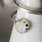 レインボームーンストーンマーメイドテールリング