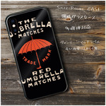 ガラスケース【 ヴィンテージマッチラベル 赤い雨傘 】スマホケース 携帯カバー 絵画 レトロ プレゼント iPhone8 iPhone11 11pro SE2 第二世代