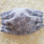 刺繍　レース　グレー　花柄　フラワー　マスク　大人用　大人　プリーツマスク　立体マスク　