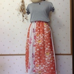 浴衣リメイク 蝶と彼岸花のスカート