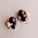 ボルドー✳︎ビジューピアス（イヤリング可）