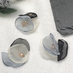 【4個】3連　シフォン　フラワー　ミックスカラー