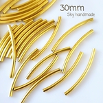 《20ヶ》 真鍮製　30mm　パイプパーツ　チューブ　湾曲パイプ 