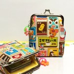 レトロ動物☆縦長がま口ポーチ☆カード入れ85