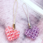 【スワロフスキー】 ビーズのハート♡ストラップ 1個