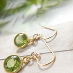 宝石質ペリドットピアス　イヤリング　14kgf  8月誕生石
