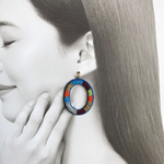 OVAL ビーズ刺繍ピアス イヤリング（classic blue）