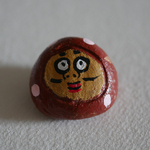 だるまつシーサー【茶色 ピンクドット柄】