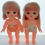 メルちゃんサイズ　パンツ２枚セット　オレンジ小花柄と水玉　服　パンツ