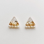 かすみ草 さんかく パール ピアス 