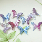 レジン　大きめ立体　グリッターパール蝶の樹脂パーツ　１０個　ちょうちょ　２色   A-23