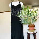 【和布と手作り11号】掲載品❣️着物リメイク　兵児帯リメイク　秋〜春　個性の際立つ　兵児帯キャミワンピース　マキシ丈ワンピ　黒