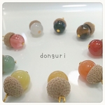 天然石のひと粒ドングリピアス（小）