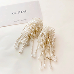 くらげピアス クリアピアス 大ぶり ロングピアス シャンデリア ビーズピアス 樹脂 イヤリング 結婚式 ブライダル フォーマル 存在感 お呼ばれ 夏 海 