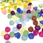 人気♪SALE【10mm 100個入り】フラワーカップ① フロスト つや消し しっとり大人系カラー 艶消し加工 花 花キャップ フェイクガラス ビーズキャップ アクリル ★森の雑貨屋さん★