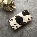 新作『受注製作』iPhone/Android 全機種対応 手帳型ケース flap belt /牛毛皮 ハラコ /ホルスタイン柄 /白×黒