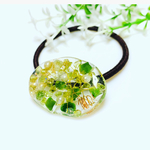 ネフライトとペリドットのオルゴナイトヘアゴム♡癒しカラーのグリーン♡ゴムはご自身で交換できます♬