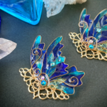 （横向き）ステンドグラスの蝶のブローチ〜Undersea garden〜（brooch of  Stained glass butterfly〜Undersea garden〜）
