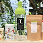 水出し茶の5点セット　フィルターインボトル、ネコカン(1缶)、ほうじ茶、抹茶入り煎茶、茶飴