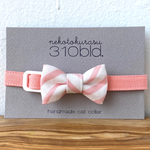 【 猫の首輪 】リボン付き首輪 / bias stripe pink