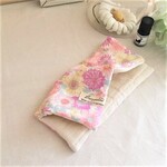 残僅か*８重ガーゼはんかち*liberty調flower*リバティ調フラワー*ピンクラベンダー系*生成り色無添加*きれいカラー*お布団ガーゼ*ガーゼハンカチ