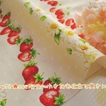 【送料無料】　No.4812　フルーツ＆花柄の水玉　110×50　オフホワイト