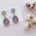 【イヤリング】-milky grape- 花雫のビジューピアス