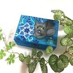 手描き 猫の木箱 小物入れ 原画 手書き 猫  絵 絵画 イラスト アート 黒猫
