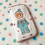 Retro doll and cherry♡ アップリケのラウンドファスナー長財布　Wファスナー付き