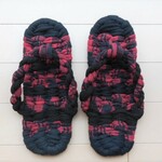 24.5cm(23~25cm)冬布草履、布ぞうり、スリッパ、赤黒×チェック