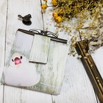 【mokasinn様専用ページ】文鳥が３羽並んで、ぶんぶんぶん。の二つ折り財布*20200901