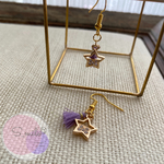 星とパープルタッセルのピアス