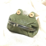 カエルがまぐち　本革　緑　M
