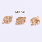 M3749 45個   チャームパーツ 透かし丸 2カン付き 15×21mm ゴールド 3×【15ヶ】