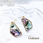 秋 色 レジン イヤリング/ピアス パープル グリーン