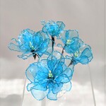 お花のヘアアクセサリー　５輪　～明水色〜　ディップアート