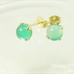 *K14GF***P69高品質グリーンオニキスAAA（淡）☆ピアス