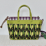 えんどう豆のバッグインバッグ ショルダーストラップつき 緑ｘ紫