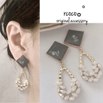 New.シェルスクエア×しずくビーズピアス。゜
