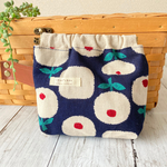 パックンバネポーチ　ボタンフラワー　ネイビー