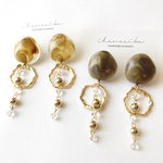 《SALE》マーブルカボション × ゆらゆらチェーンピアス／イヤリング