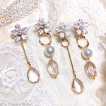 2way♡大人可愛いアシンメトリーアンティークフラワーイヤリング/ピアス