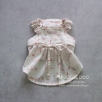 coral pink flower☆ウエストリボン付きワンピース