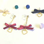 秋冬リボンパール♡ノンホールピアス