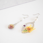 花うつし-桔梗- 鶴の和風ピアス/イヤリング　【 秋冬コーデ、着物にオススメ 和風和紙アクセサリー】
