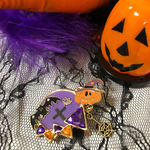 ハロウィン　コウモリ　ジャックオーランタン　紫　ポニーフック