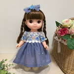 ソランちゃんメルちゃん花柄パープルブルーワンピース
